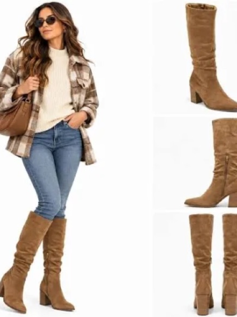 Universal Thread Tan Suede Knee-High Block Heel Boots